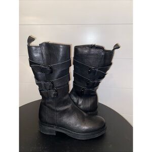 EMANUELE CRASTO MADE IN ITALY BLACK LEATHER KNEE HIGH BOOTS EU 40 US 9